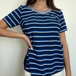 Crew neck detailed blouse